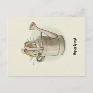 ヴィンテージレトロハッピー春イースターバニーウサギ ポストカード