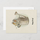 ヴィンテージレトロハッピー春イースターバニーウサギ ポストカード (正面/裏面)