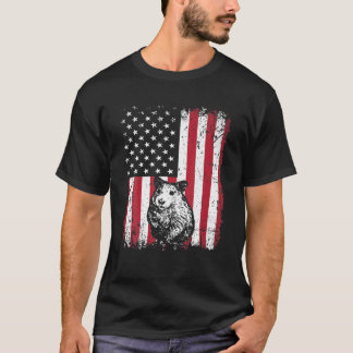 ヴィンテージレトロハムスター動物愛好家米国国旗 Tシャツ
