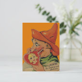 ヴィンテージレトロハロウィンウィッチバレンタインカード シーズンポストカード (スタンド正面)