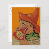 ヴィンテージレトロハロウィンウィッチバレンタインカード シーズンポストカード (正面/裏面)