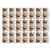 ヴィンテージレトロハロウィンキャットとカボチャのテーブルクロス テーブルクロス (正面(横))