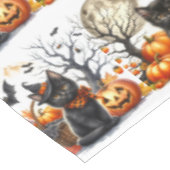 ヴィンテージレトロハロウィンキャットとカボチャのテーブルクロス テーブルクロス (アングル)