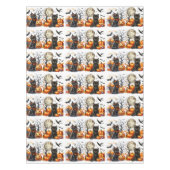 ヴィンテージレトロハロウィンキャットとカボチャのテーブルクロス テーブルクロス (正面)