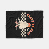 ヴィンテージレトロハロウィンクリープ実在It幽霊ボーイファ フリースブランケット (正面(横))