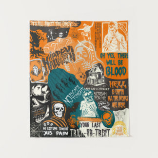 ヴィンテージレトロハロウィン秋90sクラシックコラージュ タペストリー