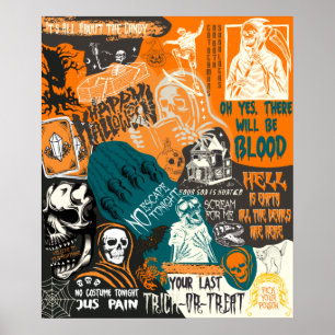 ヴィンテージレトロハロウィン秋90sクラシックコラージュ ポスター
