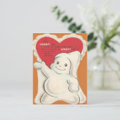 ヴィンテージレトロハロウィーン幽霊バレンタインカード シーズンポストカード (スタンド正面)