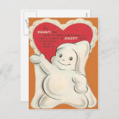 ヴィンテージレトロハロウィーン幽霊バレンタインカード シーズンポストカード (正面/裏面)