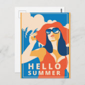 ヴィンテージレトロハローサマーポストカード ポストカード (正面/裏面)