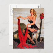 ヴィンテージレトロハンターピンナップガール ポストカード (正面/裏面)