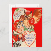 ヴィンテージレトロハンター&フクロウバレンタインカード シーズンポストカード (正面/裏面)