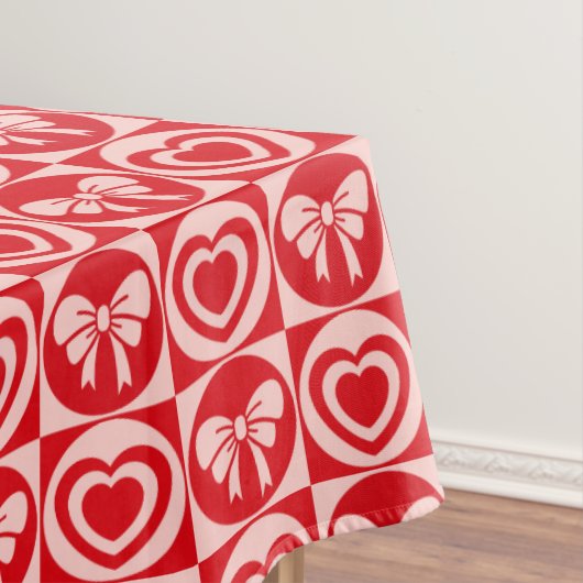 ヴィンテージレトロハートとボーズレッドヴァレンティーンズデイ テーブルクロス (インサイチュ)