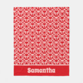 ヴィンテージレトロハートとボーズレッドヴァレンティーンズデイ フリースブランケット (正面)