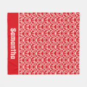 ヴィンテージレトロハートとボーズレッドヴァレンティーンズデイ フリースブランケット (正面(横))