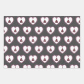 ヴィンテージレトロハートクリスマスツリーピンクとグレー ラッピングペーパーシート (正面2)