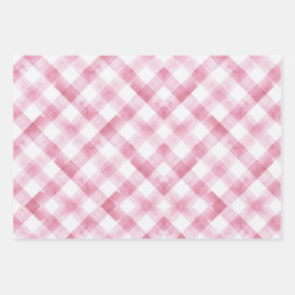 ヴィンテージレトロハートクリスマスツリーピンクとグレー ラッピングペーパーシート