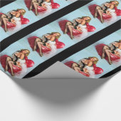 ヴィンテージレトロハートグラマーピンナップガール ラッピングペーパー (角)