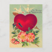 ヴィンテージレトロハートバレンタインカード シーズンポストカード (正面)