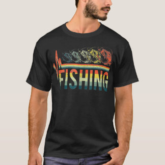 ヴィンテージレトロハートビートワード魚釣り魚愛好家Cu Tシャツ