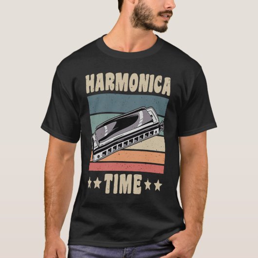 ヴィンテージレトロハーモニカタイム Tシャツ (正面)