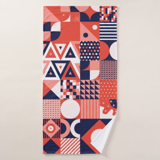 ヴィンテージレトロバウハウスデザインヴィンテージシームレスパット バスタオル (バスタオル)