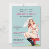 ヴィンテージレトロバチェロレッテランジェリーパーティー マグネット招待状 (正面)