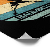 ヴィンテージレトロバドミントンプレーヤーシルエットサンセットF ポスター (角)