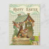 ヴィンテージレトロバニーとイースターエッグ ポストカード (正面)