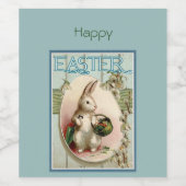 ヴィンテージレトロバニーイースター ワインラベル (シングルラベル)