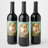 ヴィンテージレトロバニーエッグイースター ワインラベル (ボトル)