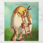 ヴィンテージレトロバニーエッグイースター ワインラベル (シングルラベル)