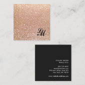 ヴィンテージレトロバラ金ゴールドグリッターモノグラム美しい スクエア名刺 (正面/裏面)