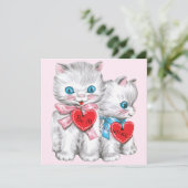 ヴィンテージレトロバレンタインデーの猫ふわふわ子猫 シーズンカード (スタンド正面)