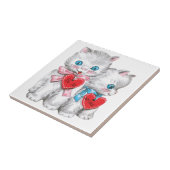 ヴィンテージレトロバレンタインデーの猫ふわふわ子猫 タイル (側面)