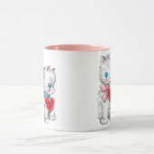 ヴィンテージレトロバレンタインデーの猫ふわふわ子猫 マグカップ (中央)