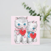 ヴィンテージレトロバレンタインデー猫かわいい子猫 シーズンカード (スタンド正面)