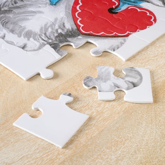 ヴィンテージレトロバレンタインデー猫かわいい子猫 ジグソーパズル (側面)