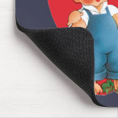 ヴィンテージレトロバレンタインデー男の子魚釣りハート マウスパッド (コーナー)