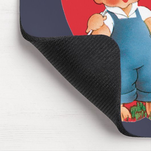 ヴィンテージレトロバレンタインデー男の子魚釣りハート マウスパッド (コーナー)