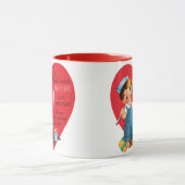 ヴィンテージレトロバレンタインデー男の子魚釣りハート マグカップ (中央)