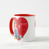 ヴィンテージレトロバレンタインデー男の子魚釣りハート マグカップ (正面左)