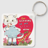 ヴィンテージレトロバレンタインデー食べ物ネコのアイスクリーム キーホルダー (裏面)