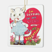 ヴィンテージレトロバレンタインデー食べ物ネコのアイスクリーム セラミックオーナメント (左)