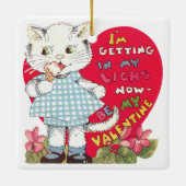 ヴィンテージレトロバレンタインデー食べ物ネコのアイスクリーム セラミックオーナメント (裏面)