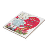 ヴィンテージレトロバレンタインデー食べ物ネコのアイスクリーム タイル (側面)