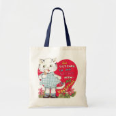 ヴィンテージレトロバレンタインデー食べ物ネコのアイスクリーム トートバッグ (正面)