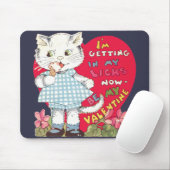 ヴィンテージレトロバレンタインデー食べ物ネコのアイスクリーム マウスパッド (マウス)
