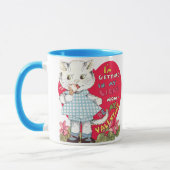 ヴィンテージレトロバレンタインデー食べ物ネコのアイスクリーム マグカップ (左)