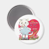 ヴィンテージレトロバレンタインデー食べ物ネコのアイスクリーム マグネット (正面/裏面)